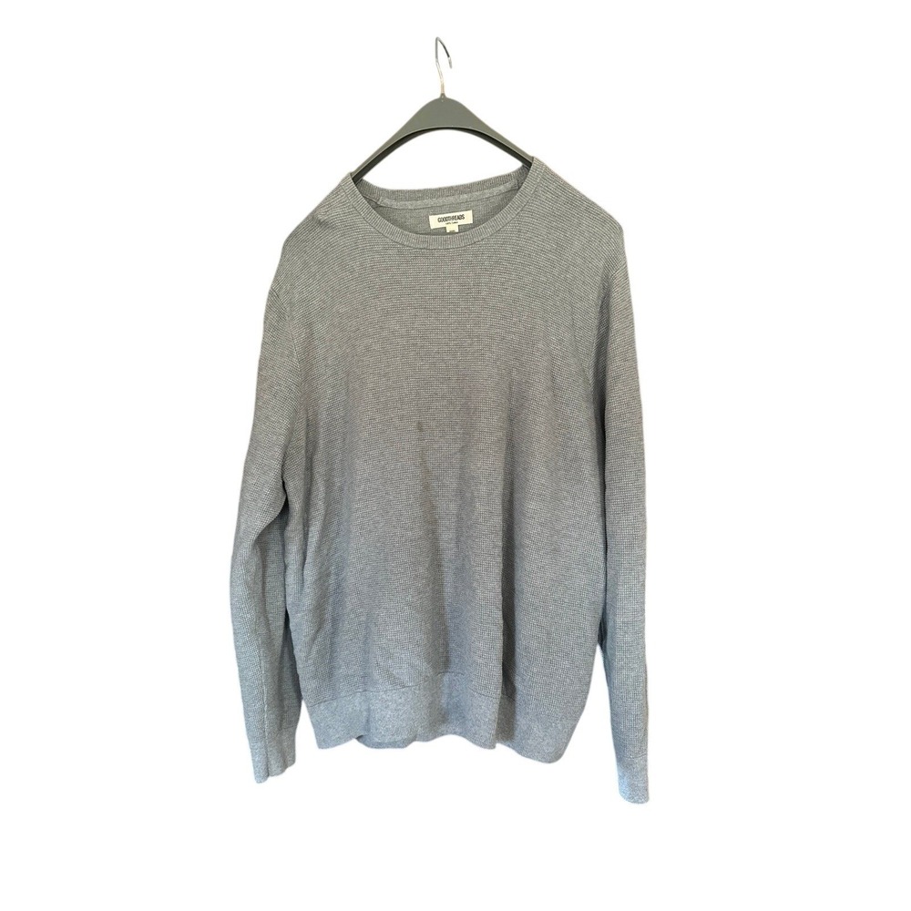 Goodthreads Sweater Mens‎ XXXL Grey Good Waffle Knit Cotton Crewneck Pullover